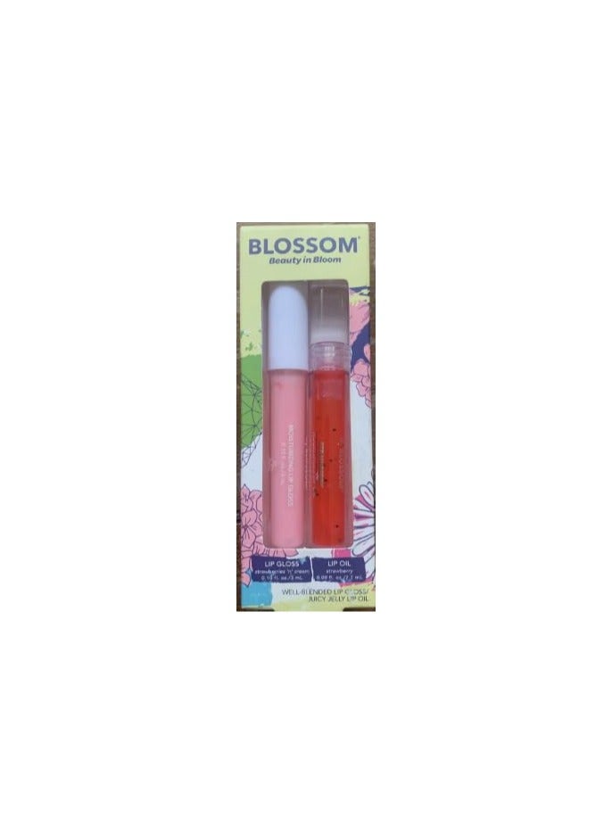 Blossom Juicy Strawberry Cream Lip Gloss & Lip Oil Set - Image 2