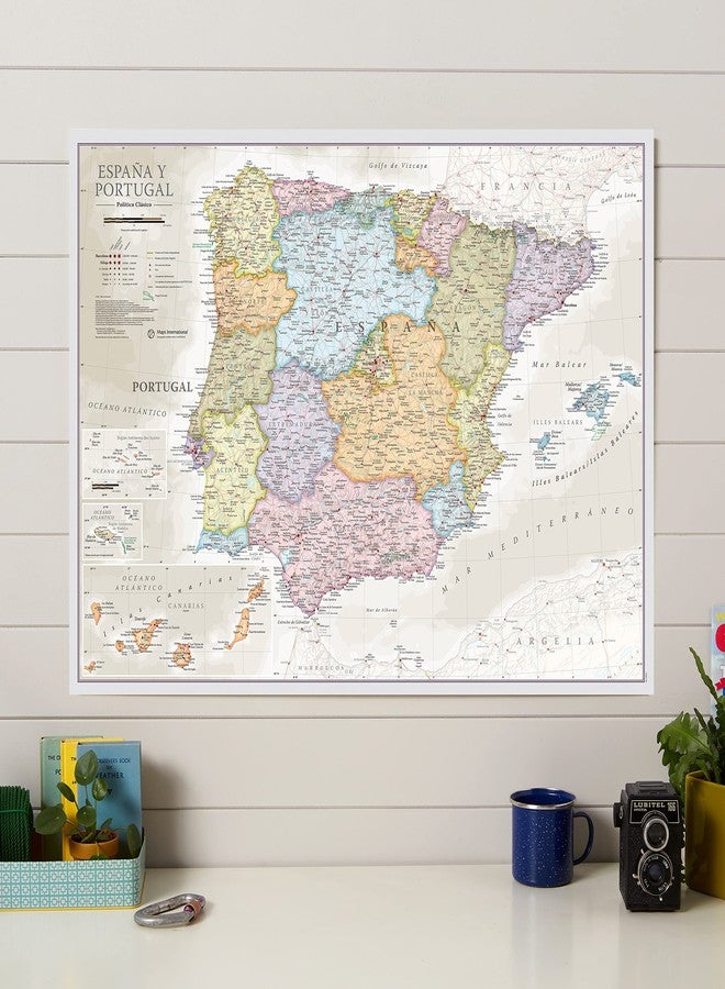Maps International Wall Map of Spain & Portugal - Classic Poster - 16.5 x 23.4 inches - Maps International - Image 2