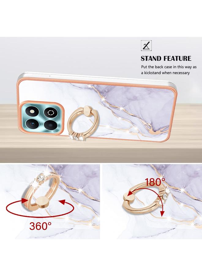 اس-توب جراب لهاتف Honor X6b مصنوع من مادة TPU IMD رخامية مطلية بالكهرباء مع حامل حلقي - Image 3