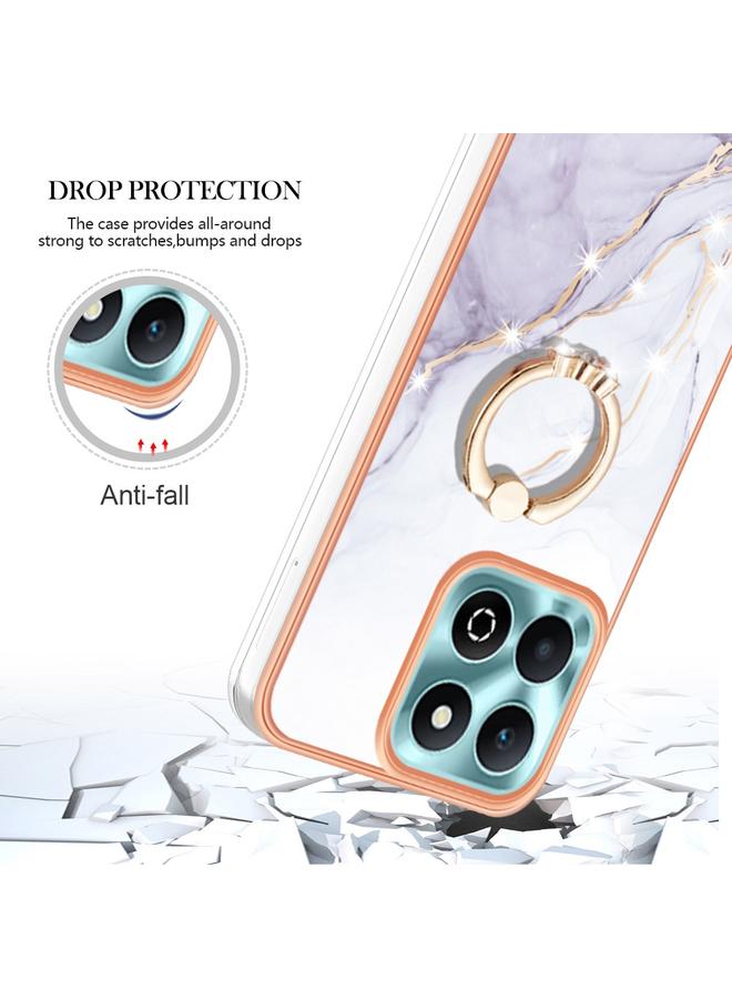 اس-توب جراب لهاتف Honor X6b مصنوع من مادة TPU IMD رخامية مطلية بالكهرباء مع حامل حلقي - Image 4