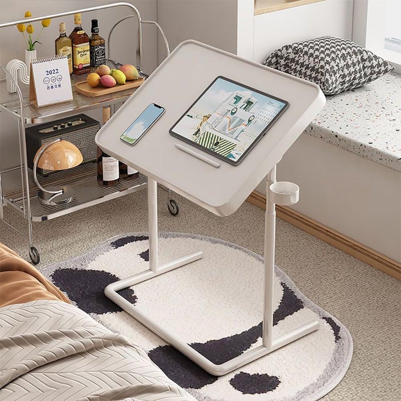 مكتب كمبيوتر محمول، مكتب حضن قابل للطي للسرير، مكتب سرير للكمبيوتر المحمول، طاولة كمبيوتر محمول مغناطيسية، طاولة سرير لأجهزة الكمبيوتر المحمول، طاولة جانبية للأريكة، طاولة جانبية، طاولة سرير للكمبيوتر المحمول للعمل وتناول الطعام (أبيض) - Image 1