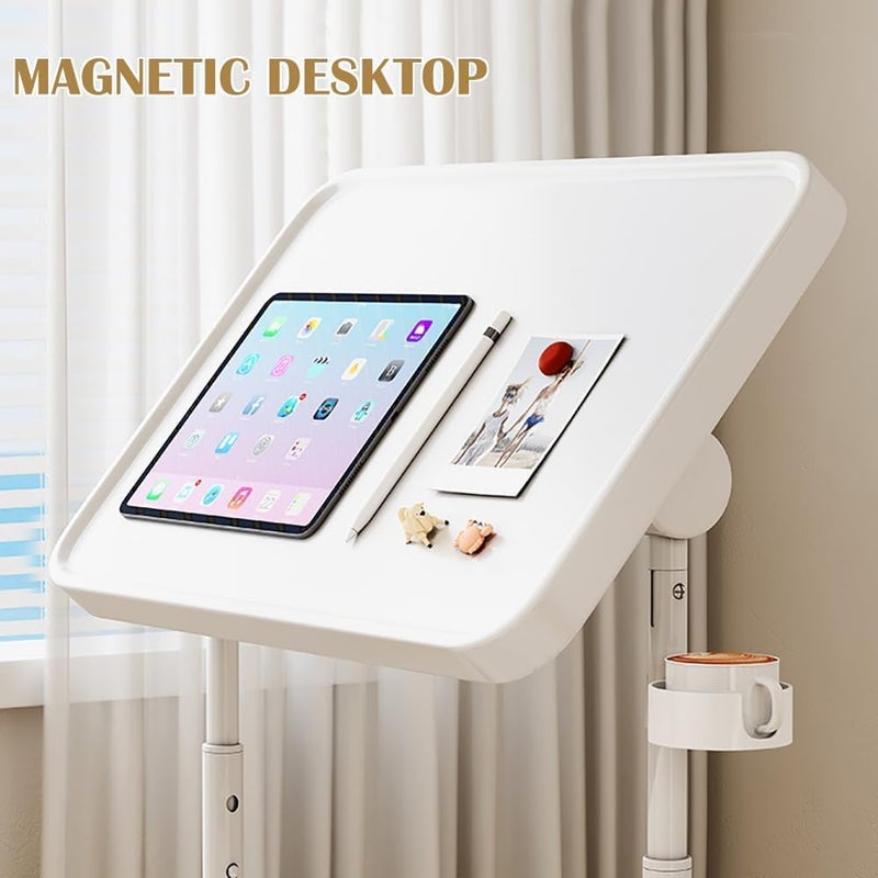 مكتب كمبيوتر محمول، مكتب حضن قابل للطي للسرير، مكتب سرير للكمبيوتر المحمول، طاولة كمبيوتر محمول مغناطيسية، طاولة سرير لأجهزة الكمبيوتر المحمول، طاولة جانبية للأريكة، طاولة جانبية، طاولة سرير للكمبيوتر المحمول للعمل وتناول الطعام (أبيض) - Image 5