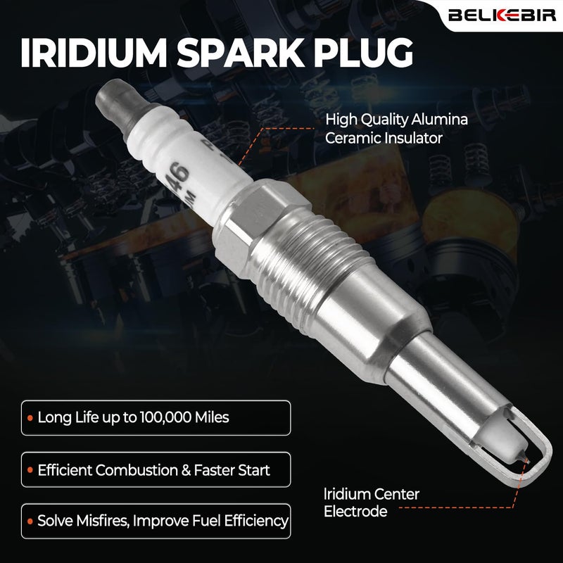 BELKEBIR Set of 8 Ignition Coil Packs & Spark Plugs Compatible with 5.4L V8 2004-2008 Ford Expedition F150 F250 F350 Super Duty, Lincoln Mark LT Navigator Replace DG511 FD508 C1541 SP546 (Straight Black Boot) - Image 5