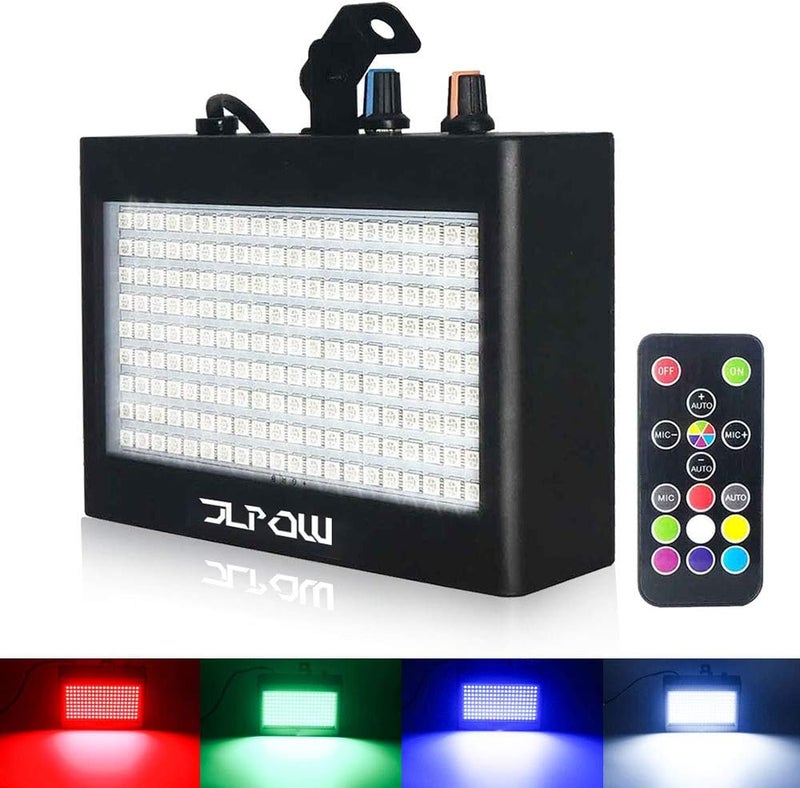 JLPOW ضوء ستروب هالوين، ضوء ستروب LED RGB فائق السطوع (حالة معدنية)، يعمل بالصوت والتحكم عن بُعد، سرعة قابلة للتعديل، أفضل لحفلات الدي جي، بار، عرض، ديسكو، رقص - Image 1