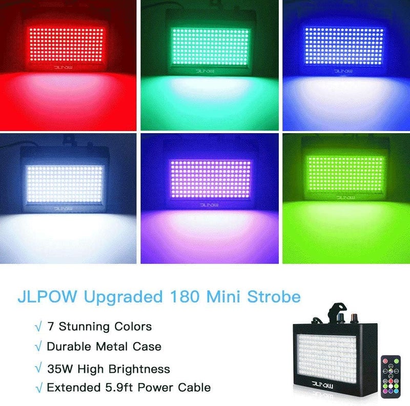 JLPOW ضوء ستروب هالوين، ضوء ستروب LED RGB فائق السطوع (حالة معدنية)، يعمل بالصوت والتحكم عن بُعد، سرعة قابلة للتعديل، أفضل لحفلات الدي جي، بار، عرض، ديسكو، رقص - Image 2