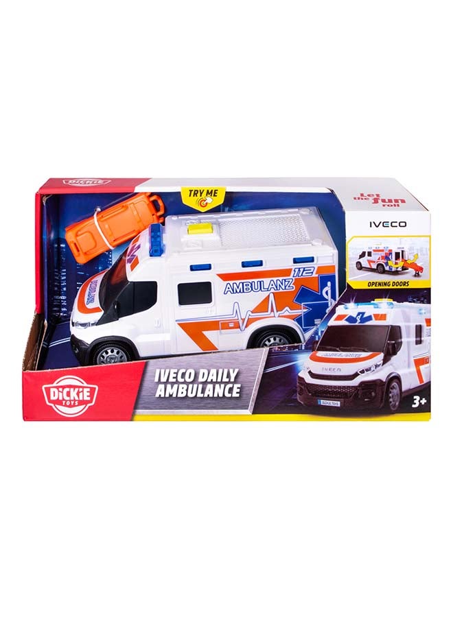 Dickie Iveco Daily Ambulance Toy Vehicle 18cm with Freewheel, Realistic Details, Ages 3+ - Image 2