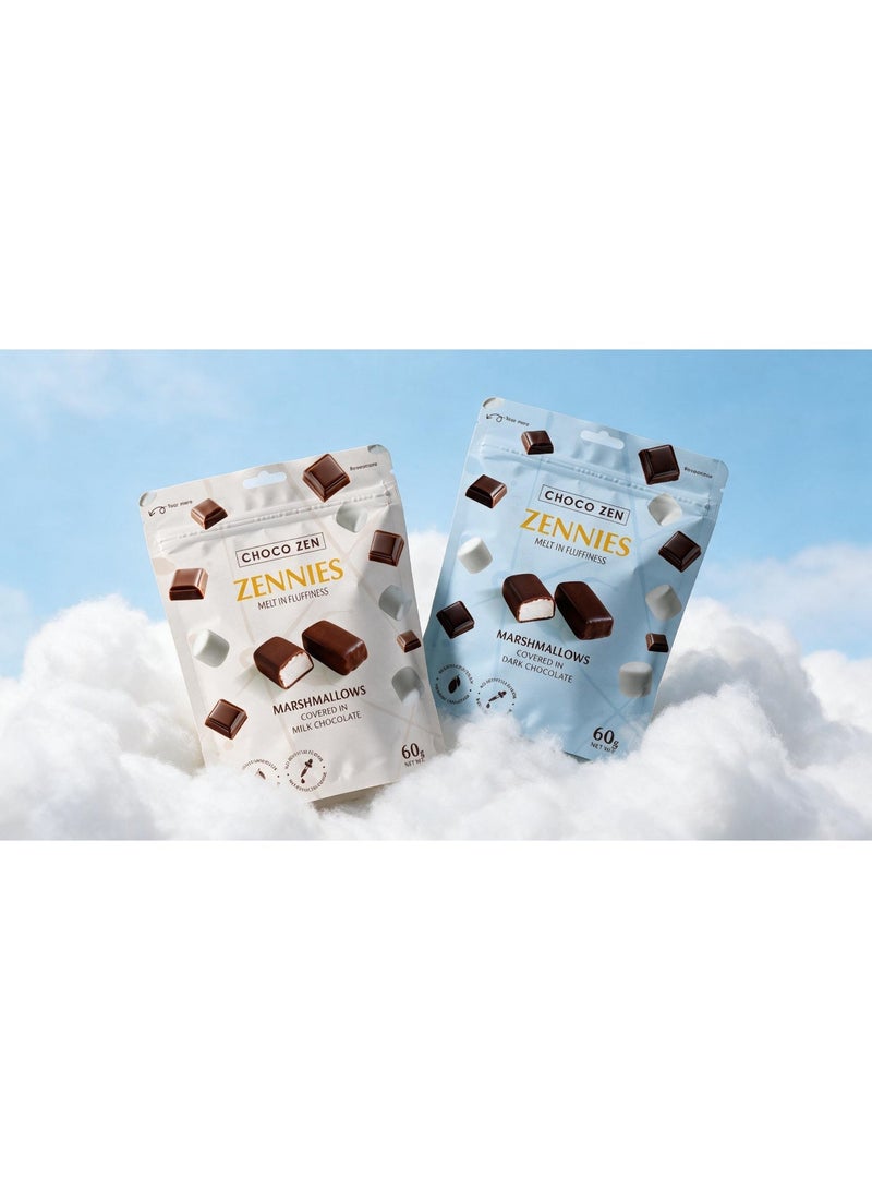 Choco Zen Zennies Melt in Fluffiness Dark Chocolate Marshmallows (60g) |Soft & Fluffy Marshmallows Covered in Premium Belgian 🇧🇪 | No Artificial Flavor or Color| Irresistible Crunchy & Creamy Snack - Image 5
