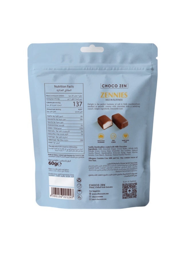 Choco Zen Zennies Melt in Fluffiness Dark Chocolate Marshmallows (60g) |Soft & Fluffy Marshmallows Covered in Premium Belgian 🇧🇪 | No Artificial Flavor or Color| Irresistible Crunchy & Creamy Snack - Image 2