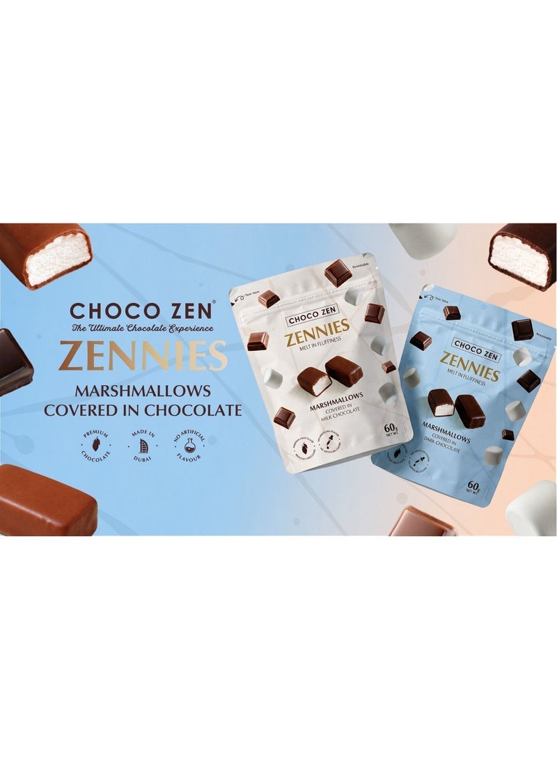 Choco Zen Zennies Melt in Fluffiness Dark Chocolate Marshmallows (60g) |Soft & Fluffy Marshmallows Covered in Premium Belgian 🇧🇪 | No Artificial Flavor or Color| Irresistible Crunchy & Creamy Snack - Image 3