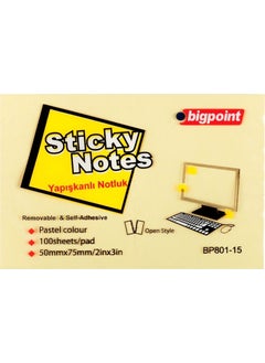 | Sticky Note Paper 100 Sheets Non-Drying - Re-stickable Post-it, Yellow, 75X50MM