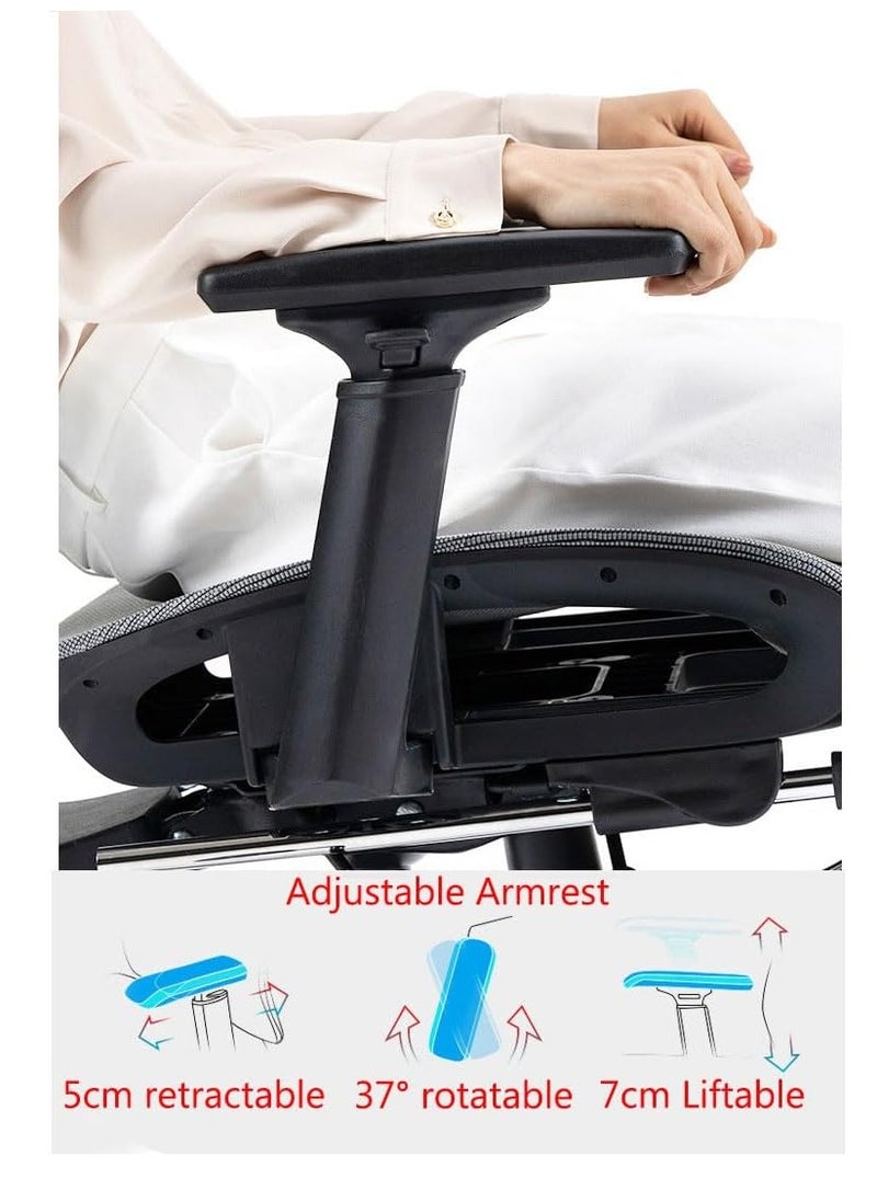 CityRiya-Long - Computer Chair with Adjustable Lockable Backrest for Home Office, Retractable Footrest Ergonomic Chair, Height Headrest Adjustable Desk Chair,Mesh High Back,Adaptive Lumbar Support,Liftable Armrests - Image 1
