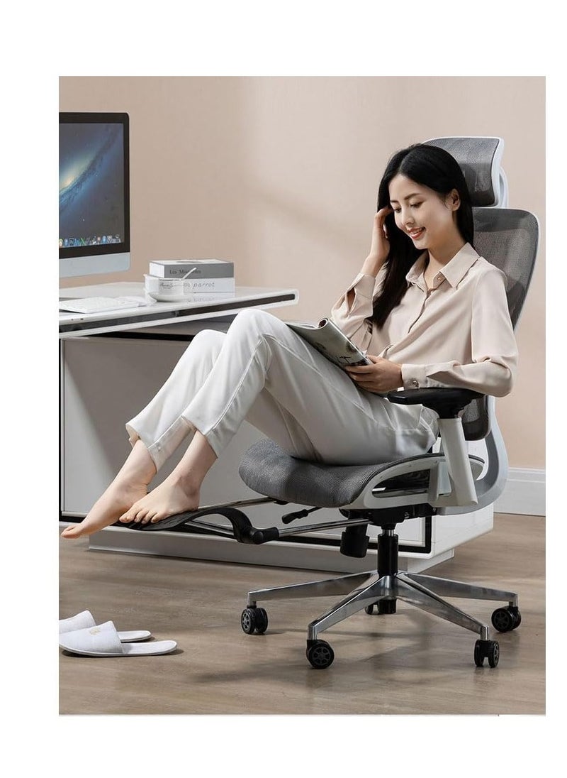 CityRiya-Long - Computer Chair with Adjustable Lockable Backrest for Home Office, Retractable Footrest Ergonomic Chair, Height Headrest Adjustable Desk Chair,Mesh High Back,Adaptive Lumbar Support,Liftable Armrests - Image 1