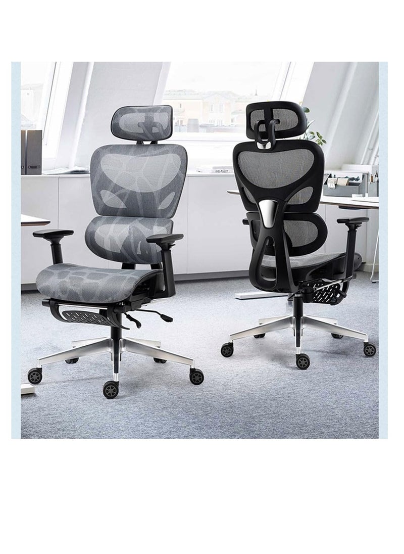 CityRiya-Long - Computer Chair with Adjustable Lockable Backrest for Home Office, Retractable Footrest Ergonomic Chair, Height Headrest Adjustable Desk Chair,Mesh High Back,Adaptive Lumbar Support,Liftable Armrests - Image 1