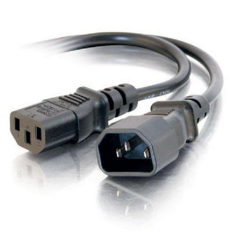 C2G Legrand C14 to C13 18 AWG Power Extension Cord, Black Computer Cord, 1 Foot Short Extension Cord, 1 Count, C2G 03140 - Image 1