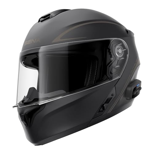 Sena Outrush R Bluetooth Modular Motorcycle Helmet with Intercom System (Matte Black, L) - Image 1