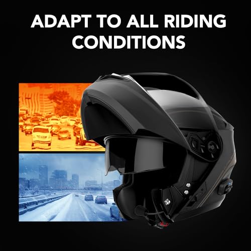 Sena Outrush R Bluetooth Modular Motorcycle Helmet with Intercom System (Matte Black, L) - Image 4
