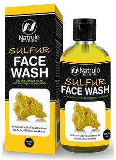 Natrulo Sulfur Face Wash For Acne All Natural Sulfur Facial Cleanser For Oily Skin Breakouts Healing Skincare Blend With Lemongrass Essential Oil 4Oz Mattifying Cleansing Soap Liquid Made In Usa  - Image 2