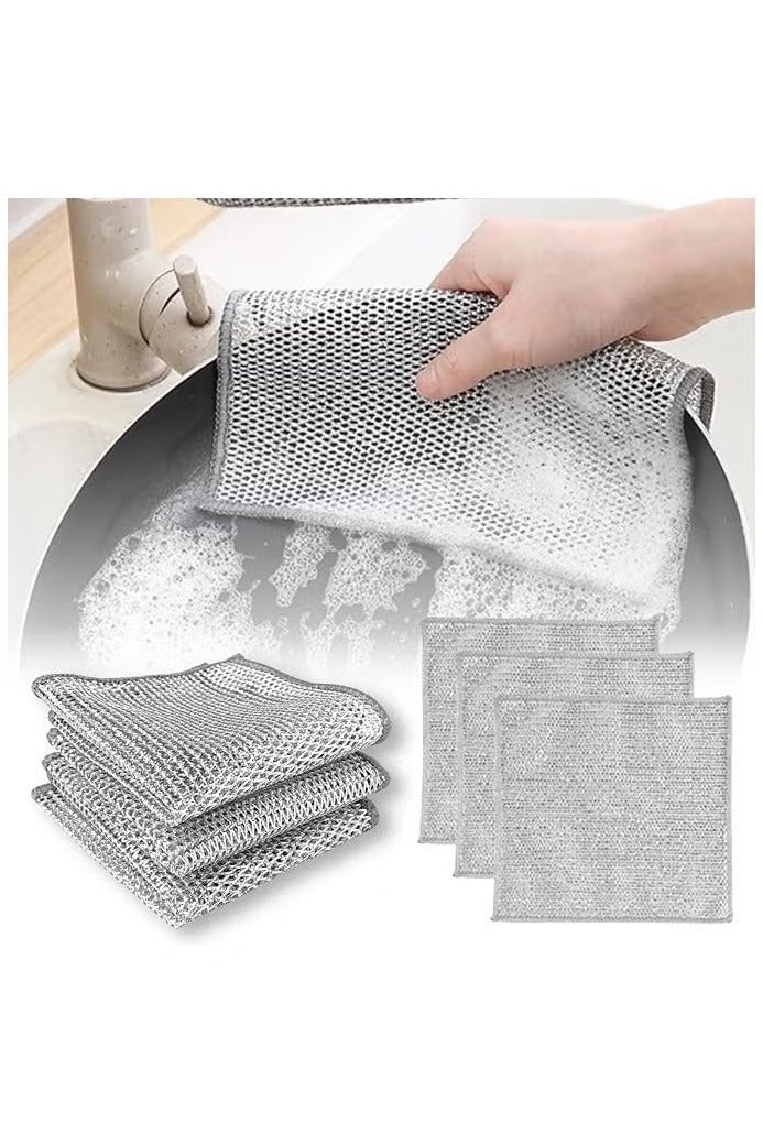 3 قطع إسفنج تنظيف أطباق مقاومة للخدش – قماش شبكي لإزالة الدهون وبقايا الطعام بسهولة – قابل للغسل وإعادة الاستخدام - Image 2