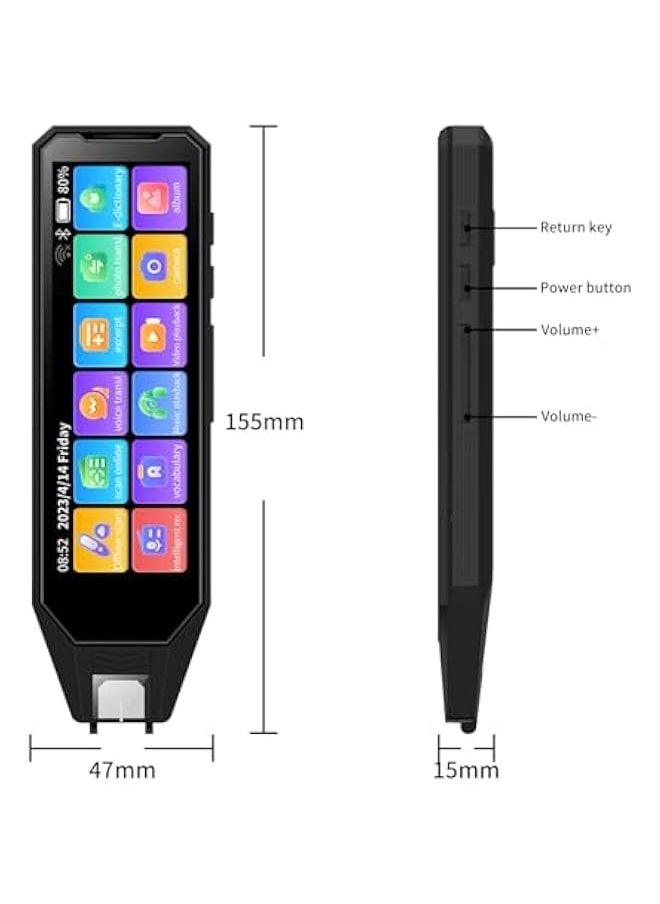 Reading Pen Translator Scanner with 134 Languages 5.5-Inch Super Screen - Ideal for Students and Adults (Black)
