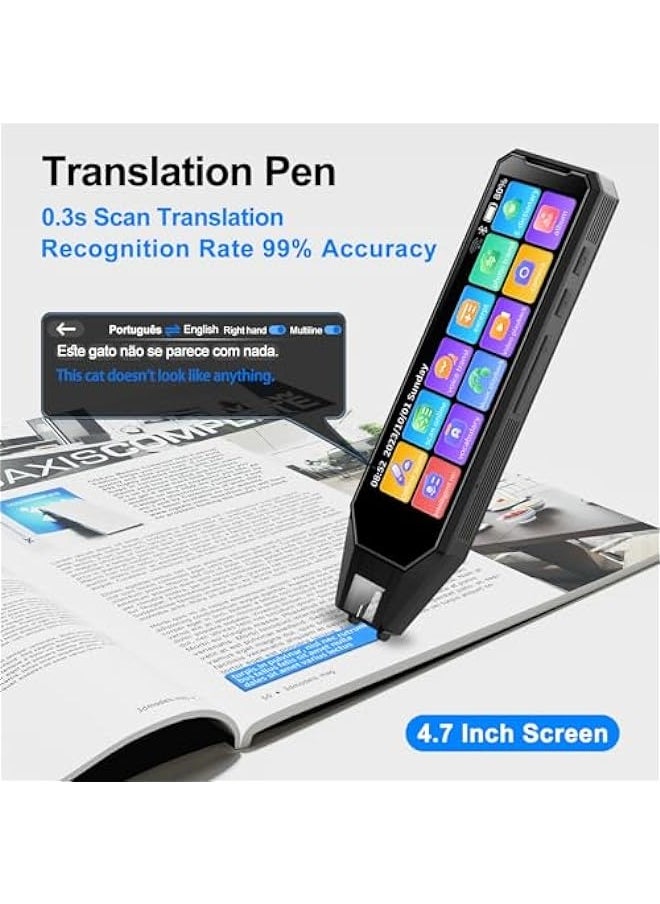 Reading Pen Translator Scanner with 134 Languages 5.5-Inch Super Screen - Ideal for Students and Adults (Black)