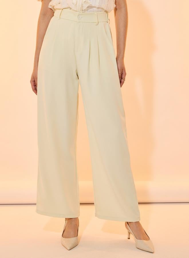 Take Two Solid Mid Rise Pleat Front Detail Relaxed Fit Pants  - Image 2
