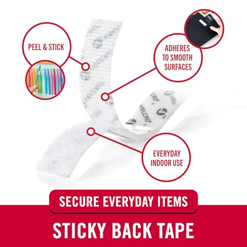 VELCRO Brand - Sticky Back Hook and Loop Fasteners – Peel and Stick Permanent Adhesive Tape Keeps Classrooms, Home, and Offices Organized – Cut-to-Length Roll | 15ft x 3/4in Tape | White - Image 2
