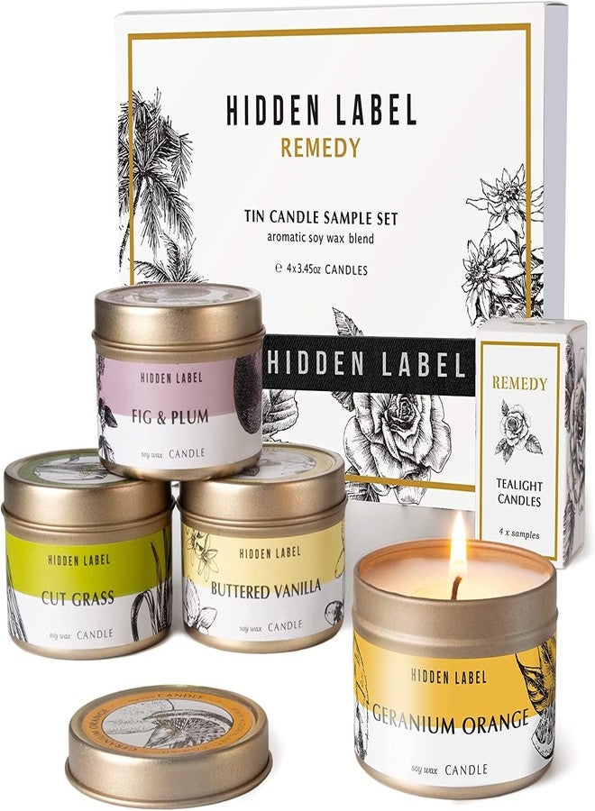 Hidden Label مجموعة شموع الخريف من هيدن ليبل، عبوة من 4 شموع معطرة للمنزل، مجموعة هدايا شموع العلاج العطري للنساء | تخفيف التوتر | التأمل | اليوغا | المنتجع الصحي | الحمام، مجموعة شموع الخريف - Image 1