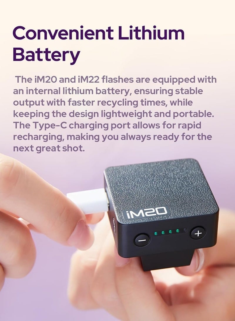 Godox iM20 Mini Flash for Camera with 470mAh Batter 440 Full-Power Flash 5 Levels Mini Flash Speedlite for Sony zve10 Sony zv1 Ricoh gr3 Canon Nikon Fuji Olympus Camera (iM20) - Image 4