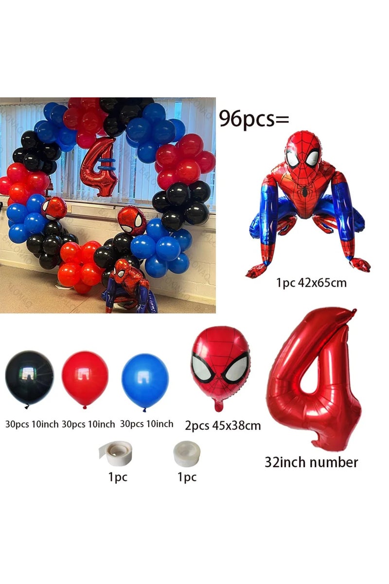 as picture 4 96pcs 3D Spiderman Head Balloon Garland Arch Kit Red Blue Latex Ballons Superhero Theme