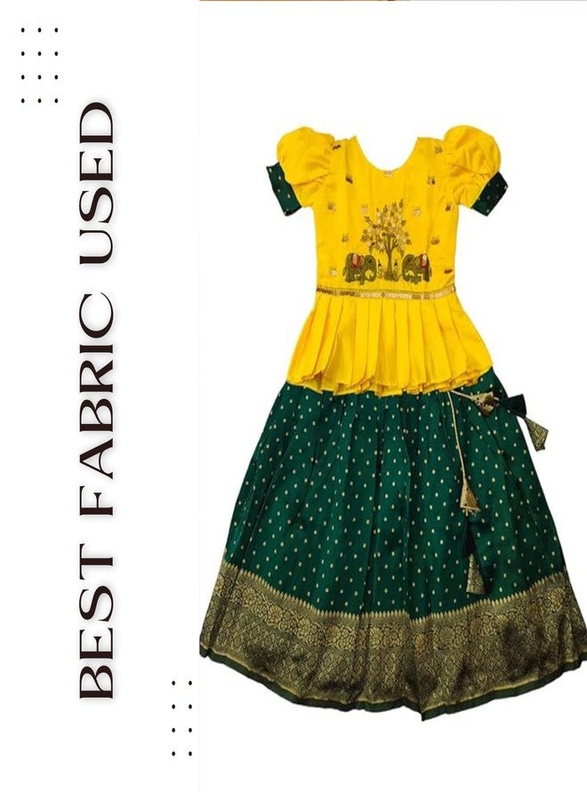 Mavixa فستان ليهينغا تشولي مزيف من حرير مافيكسا للبنات الصغيرات (UFB-feb2k23-MX- أخضر_12 شهر-18 شهر) - Image 5