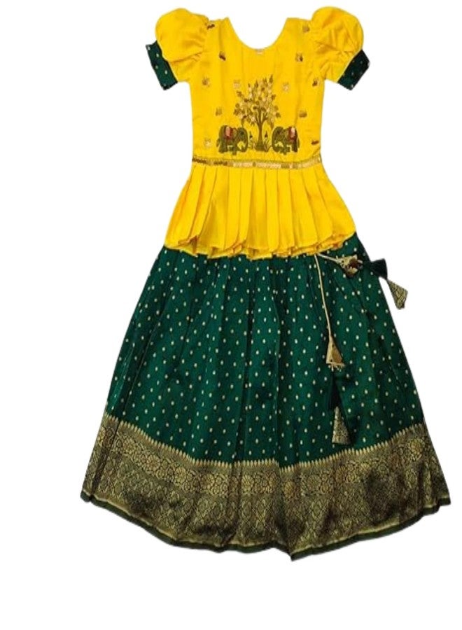 Mavixa فستان ليهينغا تشولي مزيف من حرير مافيكسا للبنات الصغيرات (UFB-feb2k23-MX- أخضر_12 شهر-18 شهر) - Image 4