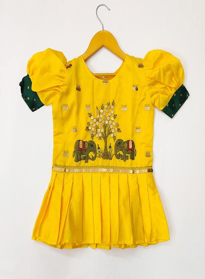 Mavixa فستان ليهينغا تشولي مزيف من حرير مافيكسا للبنات الصغيرات (UFB-feb2k23-MX- أخضر_12 شهر-18 شهر) - Image 2