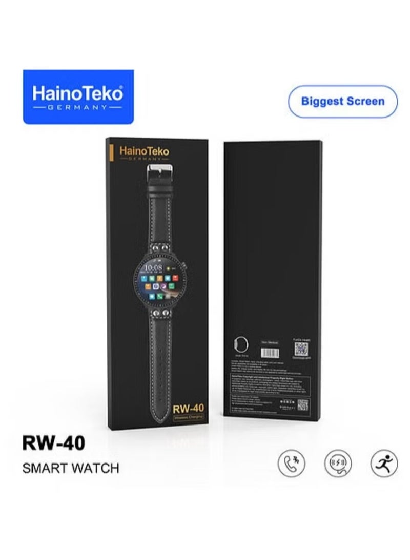 Haino Teko RW40 Smart Watch for Men & Boys | 53mm Full Screen Round Display, Wireless Charger, Fitness Tracker, Heart Rate Monitor, Bluetooth Calling, IP68 Waterproof, Stylish Black Design - Image 5