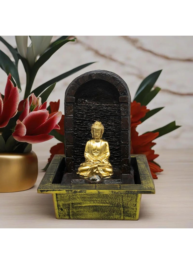 SPLICE SPLICE Resin Buddha Water Fountain with LED Lights Indoor FountainFor Decor for Home and Office  - Image 1