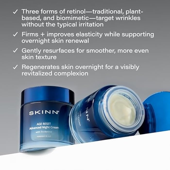 SKINN Advanced Night Cream for Face, 1.7 Fl Oz - Deep Wrinkle Cream for Women & Men for Fine Lines, Uneven Skin Tone & Sagging Skin - Facial Moisturizer Skin Care for Vibrant & Healthy-Looking Skin - Image 3