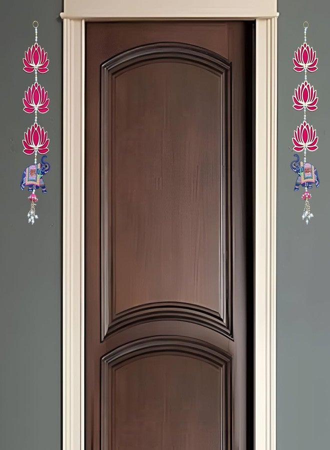 Saugat Traders Lotus with Elephant Shubh Labh Hanging for Main Door Entrance, Pooja Room Temple, Diwali Decoration Puja Mandir Wall Hangings for Home Decor | 23 Inch Each - Image 4