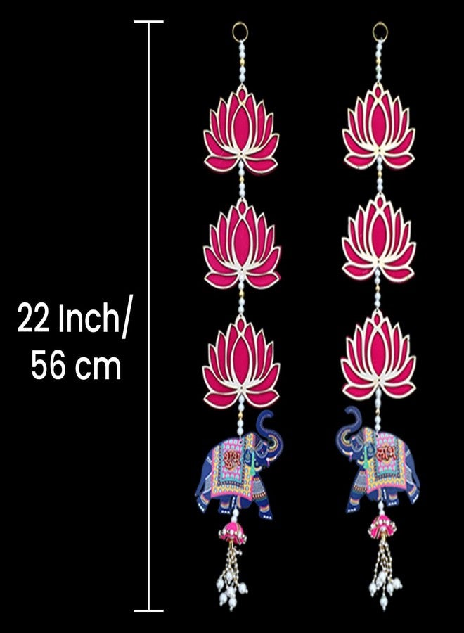 Saugat Traders Lotus with Elephant Shubh Labh Hanging for Main Door Entrance, Pooja Room Temple, Diwali Decoration Puja Mandir Wall Hangings for Home Decor | 23 Inch Each - Image 3