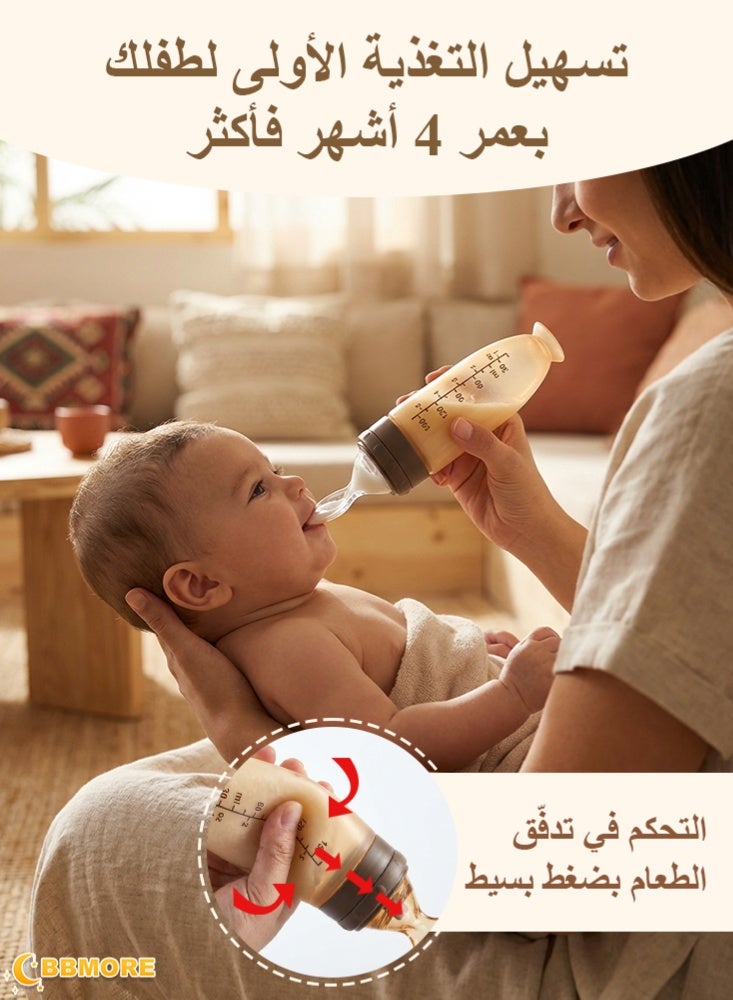 BBMORE 150ml Baby Dispensing Spoon, Silicone Baby Food Feeder with Suction Base–Leak-Proof Squeeze Spoon for Puree & Solids, One-Hand Feeding, Travel-Friendly for Infants & Toddlers, - Image 2