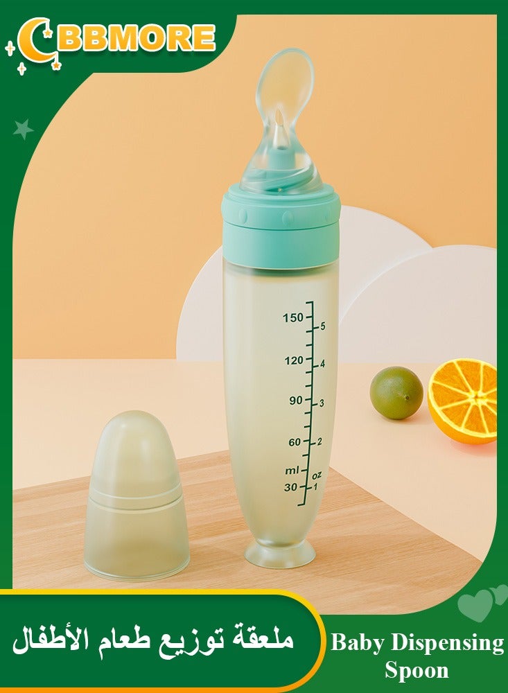 BBMORE 150ml Baby Dispensing Spoon, Silicone Baby Food Feeder with Suction Base–Leak-Proof Squeeze Spoon for Puree & Solids, One-Hand Feeding, Travel-Friendly for Infants & Toddlers, - Image 1