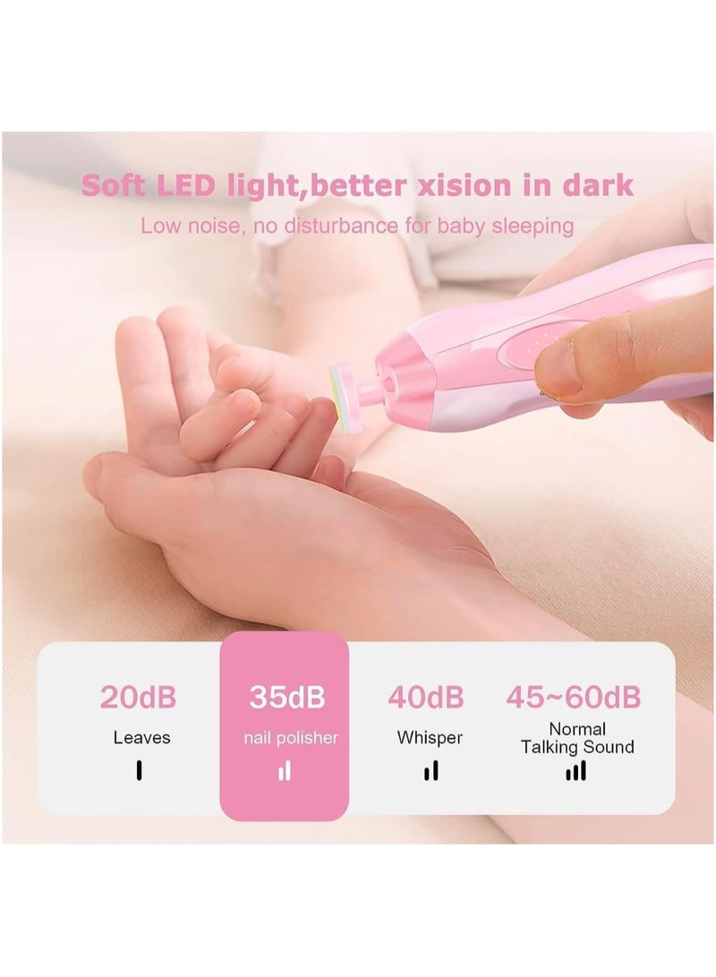 Baby Nail Clippers 20 In 1 By Baby Safe Electric Baby Nail Trimmer, Baby Nail File Kit, Additional Replacement Heads, Trim and Polish (Pink) - Image 5