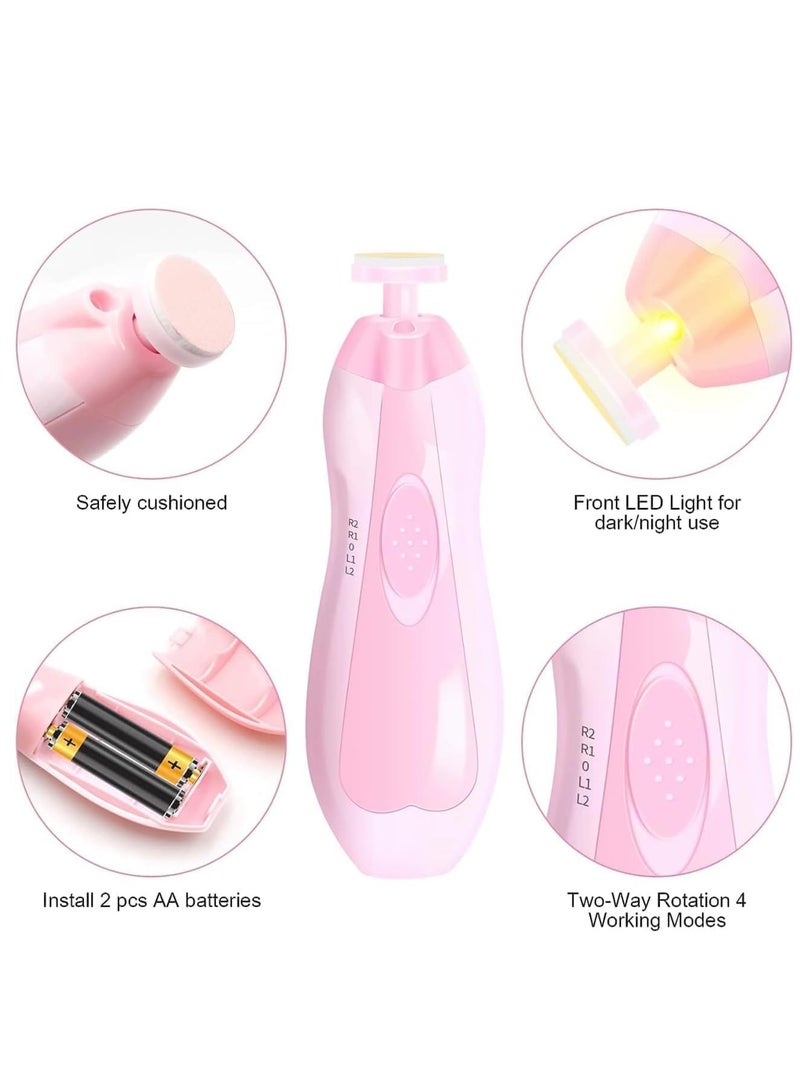 Baby Nail Clippers 20 In 1 By Baby Safe Electric Baby Nail Trimmer, Baby Nail File Kit, Additional Replacement Heads, Trim and Polish (Pink) - Image 3