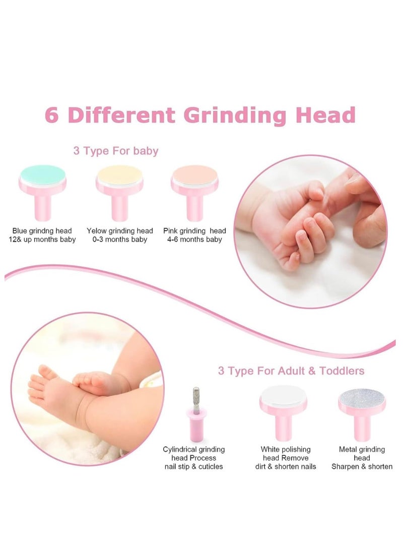 Baby Nail Clippers 20 In 1 By Baby Safe Electric Baby Nail Trimmer, Baby Nail File Kit, Additional Replacement Heads, Trim and Polish (Pink) - Image 4