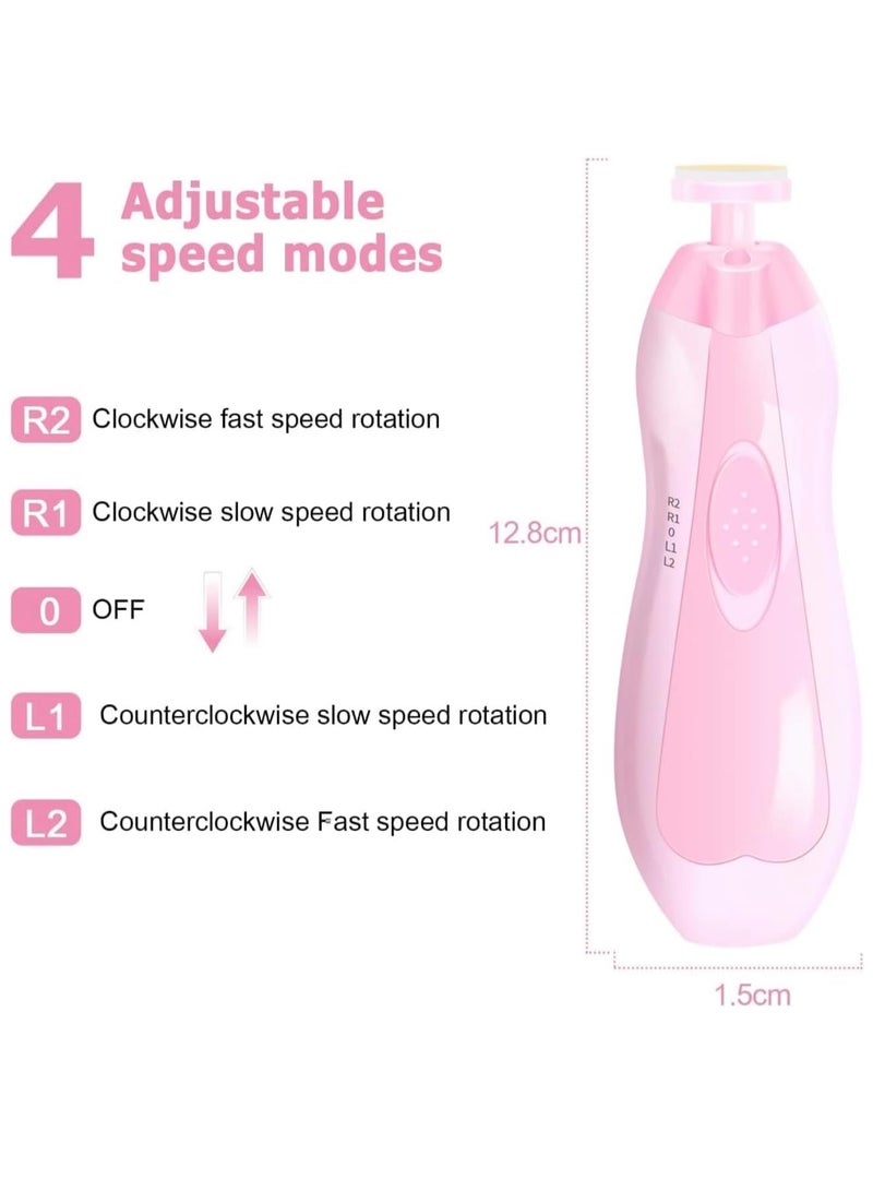 Baby Nail Clippers 20 In 1 By Baby Safe Electric Baby Nail Trimmer, Baby Nail File Kit, Additional Replacement Heads, Trim and Polish (Pink) - Image 2
