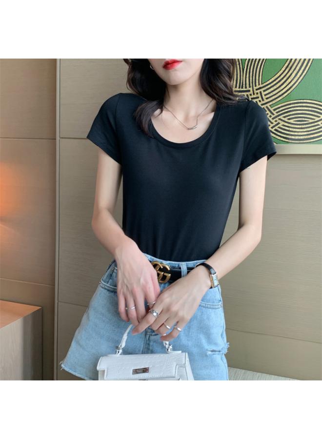 Song Feng Ya Loose Crew Neck Short Sleeve T-shirt Female Of Summer Joker Tide Solid Color Real Shot Spot A Generation Of 600