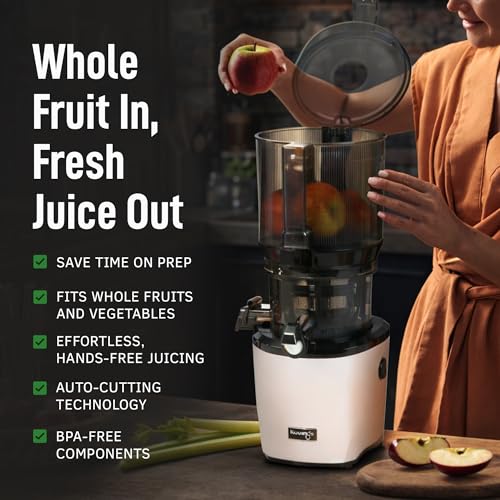 Kuvings AUTO10 Cold Press Juicer Machine – Self-Feeding for Hands-Free Use – Easy to Clean, Quiet 240W Motor, 100 oz Large Masticating Juicer – Designed for Silky Juice with Low Pulp – Silver - Image 3