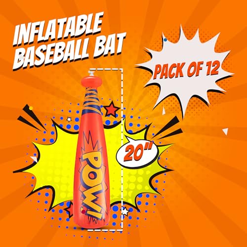 Bedwina Pow Inflatable Baseball Bat Pack of 12 20 Inch Inflatable Toy Bat Carnival Prizes Baseball Party Favors Goodie Bag Stuffers Decorations Party Prizes for Kids - Image 5