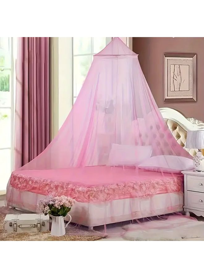 Pink Mosquito Net With Iron Frame For Bedroom Breathable Foam Mesh Privacy Protection - Image 5