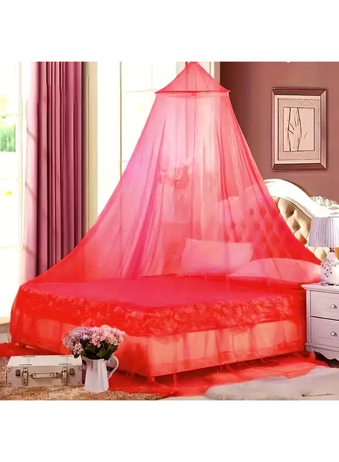 Pink Mosquito Net With Iron Frame For Bedroom Breathable Foam Mesh Privacy Protection - Image 2