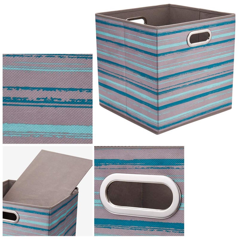 HSDT3 Cube Storage Bins Teal Stripes Gradient Lines 10.5x10.5x11 Inch Foldable Whale Coastal Print Fabric Half Storage Basketes for Home Organizers Storage Drawer,QY-SC12-3,Navy Blue-Whale(Set of 6) - Image 4
