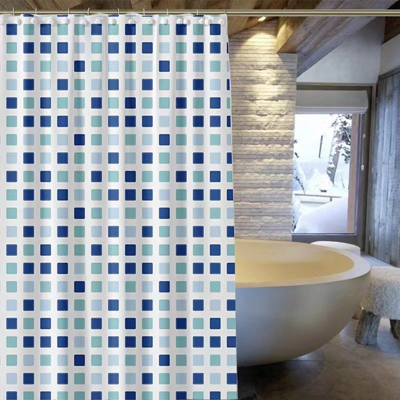 general PEVA Shower Curtain with Starfish Pattern, Waterproof Bathroom Partition with Hooks - Image 4